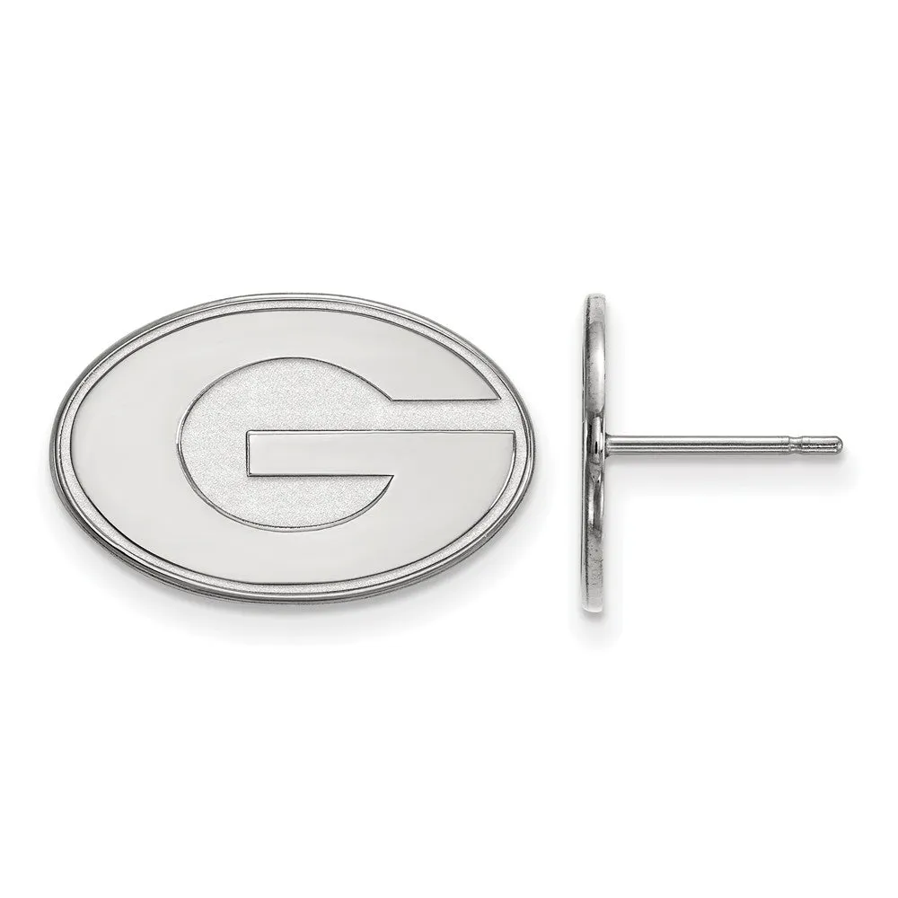 10k White Gold University of Georgia Small Initial G Post Earrings