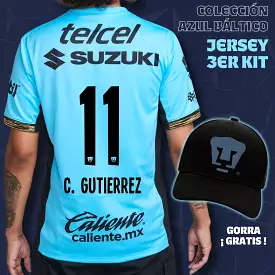 11 Carlos Gutiérrez - Colección Azul Báltico - Jersey Tercer Kit + Gorra de Regalo