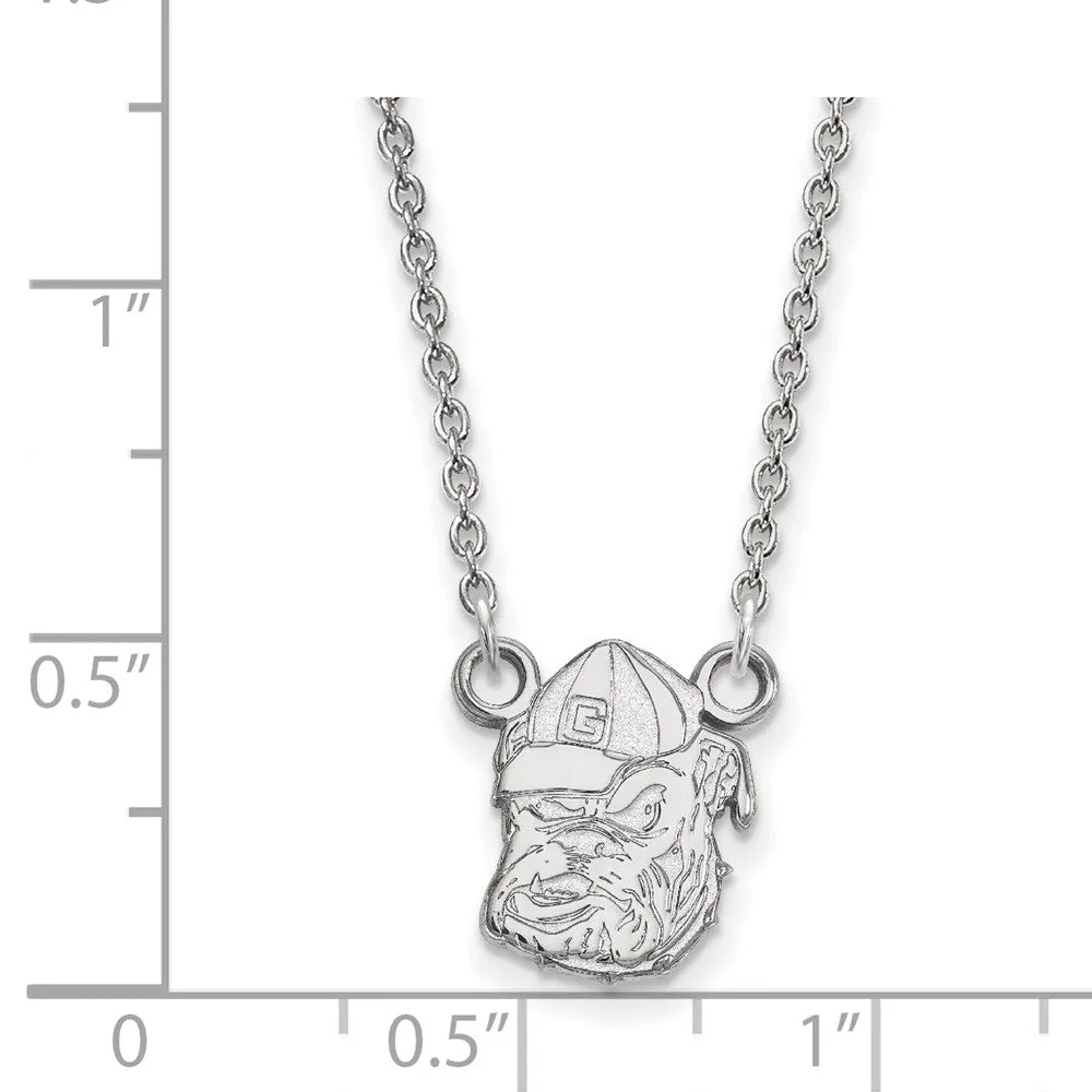 14k White Gold U of Georgia Small Bulldog Pendant Necklace