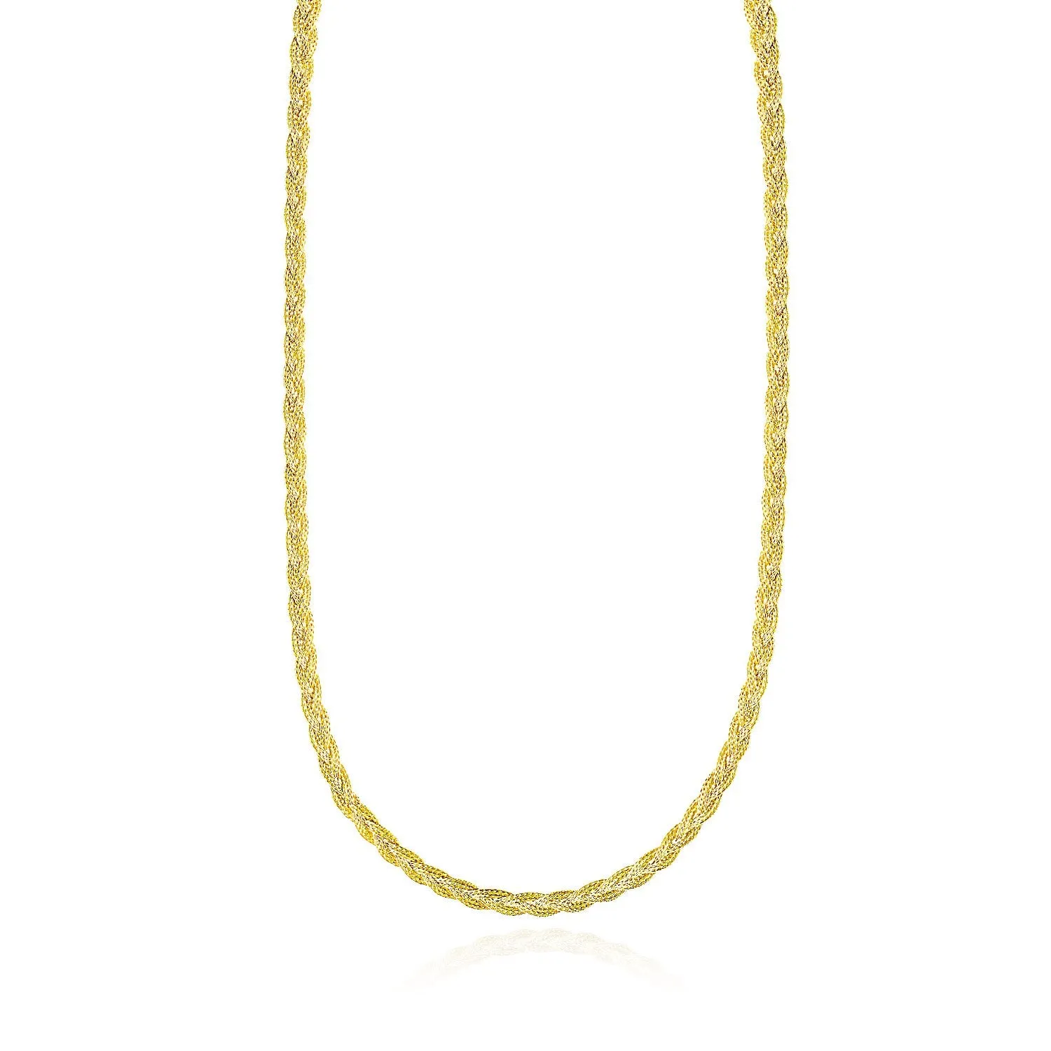 14k Yellow Gold Fox Chain Braided Motif Necklacerx29630-18-rx29630-18