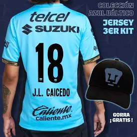 18 José Caicedo - Colección Azul Báltico - Jersey Tercer Kit + Gorra de Regalo