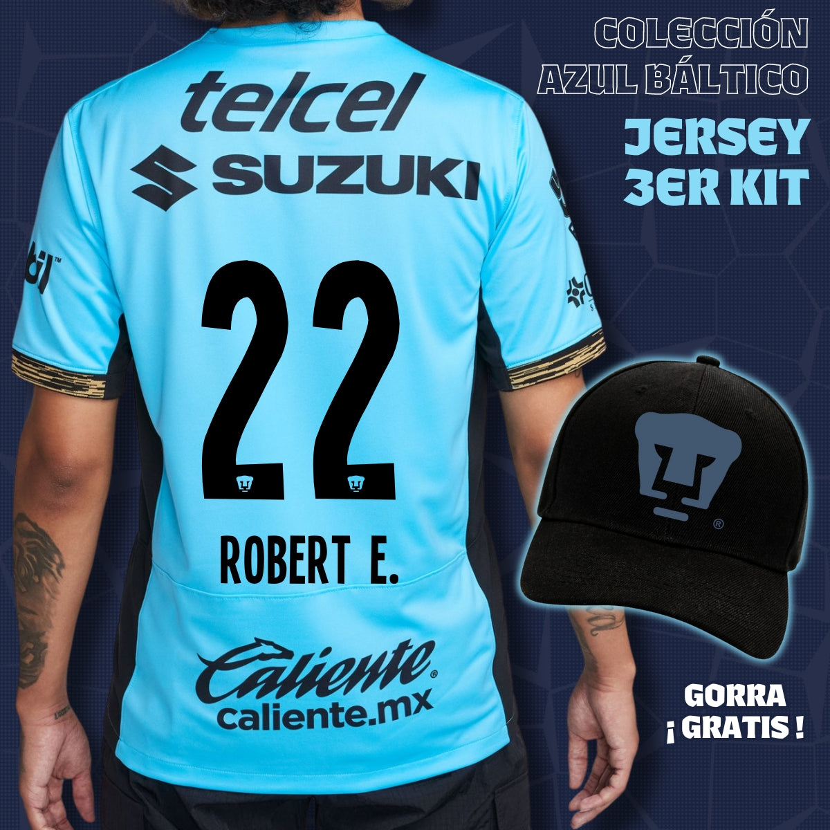 22 Robert Ergas - Colección Azul Báltico - Jersey Tercer Kit + Gorra de Regalo