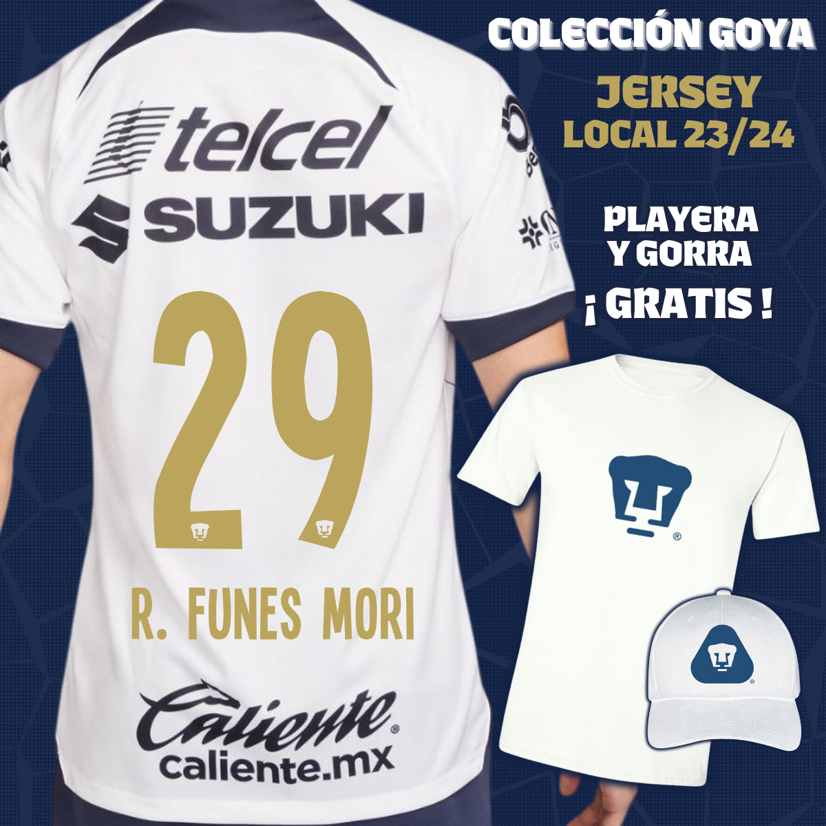 29 Rogelio Funes Mori - Colección Goya Hombre - Jersey Local + Playera y Gorra de Regalo