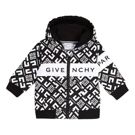 Black & White Geo Logo Hooded Cardigan