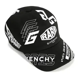 Black Rare Logo Print Hat