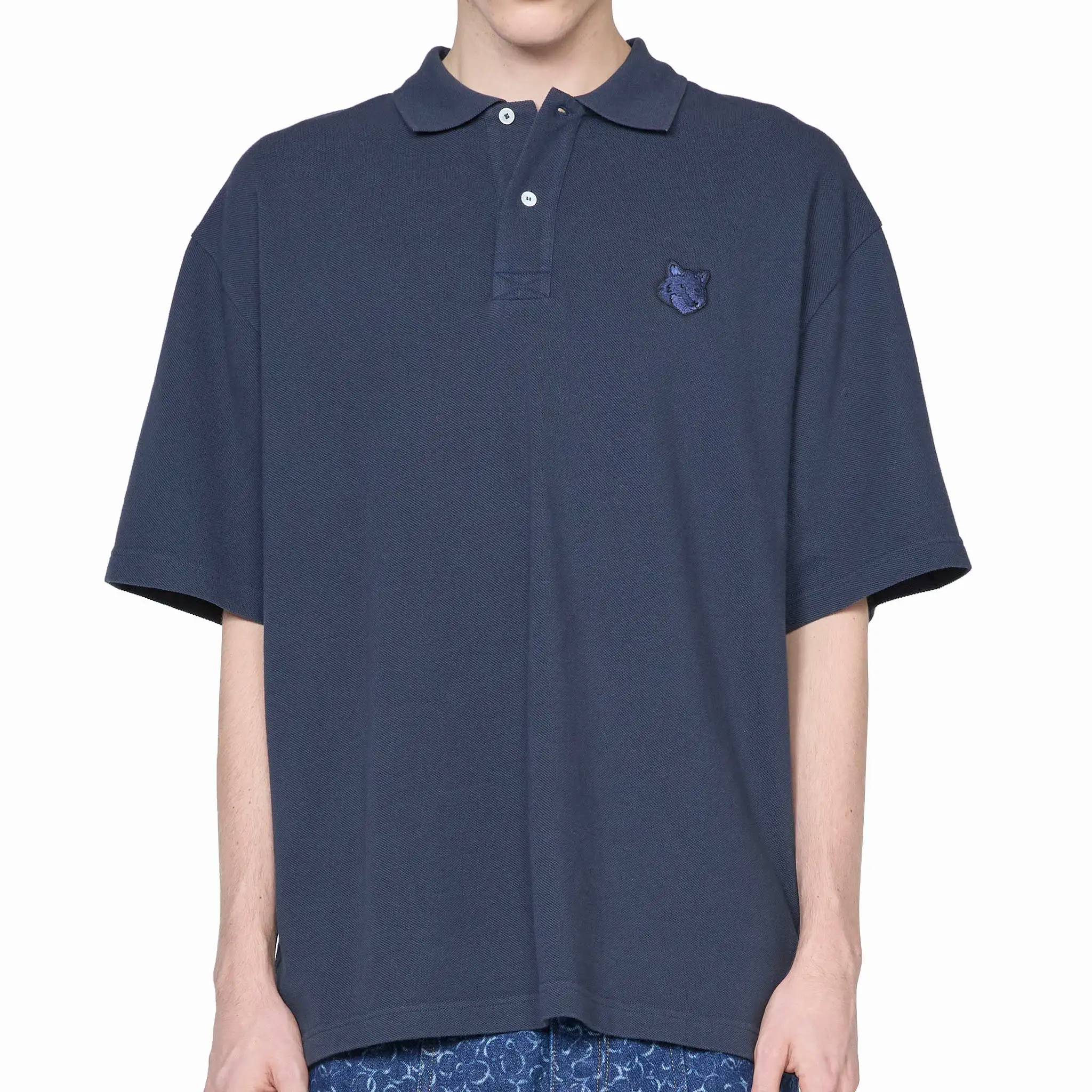 Bold Fox Head Patch Oversize Polo Deep Navy