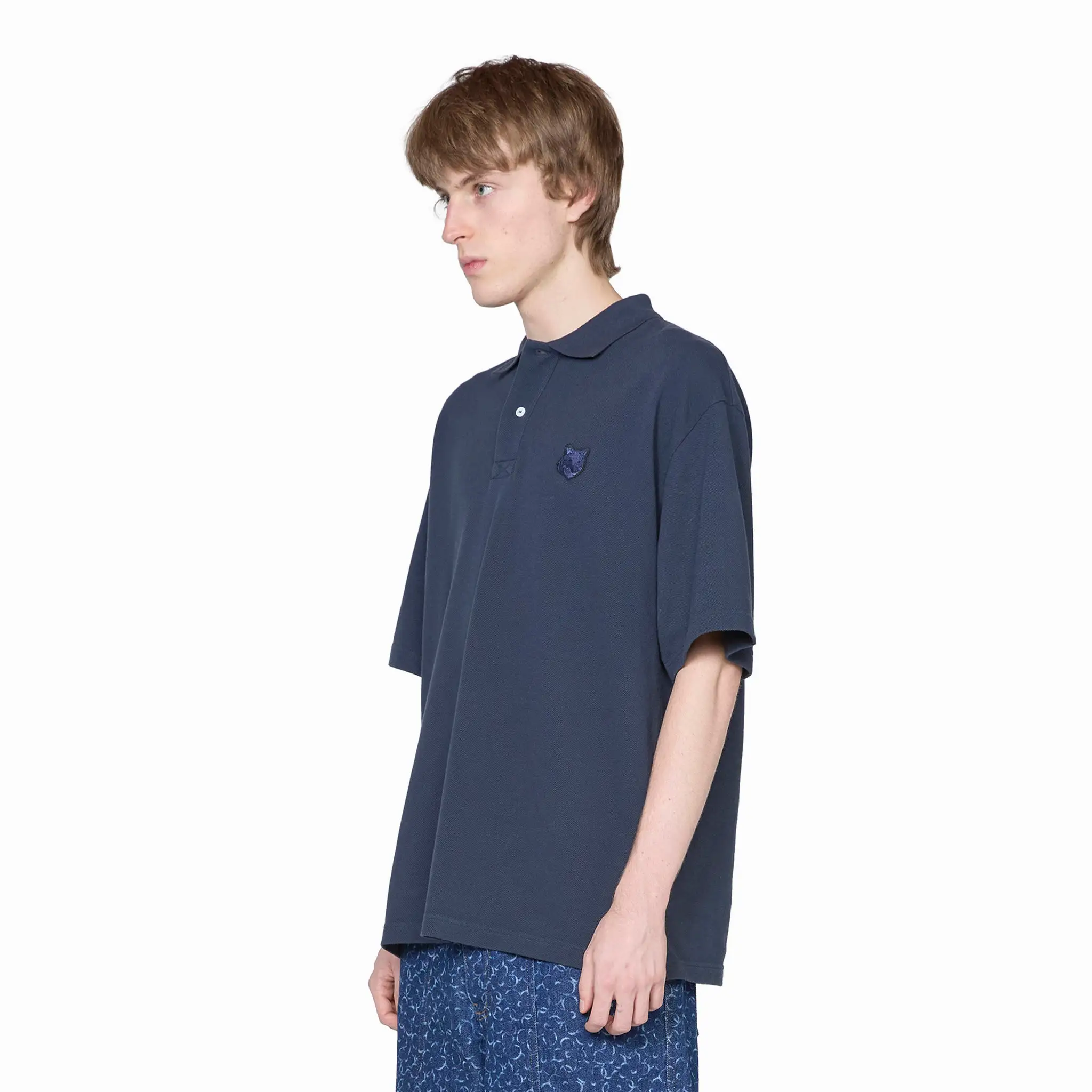 Bold Fox Head Patch Oversize Polo Deep Navy