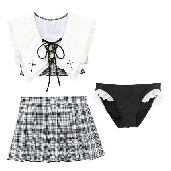 Cross sailor collar swimsuit set