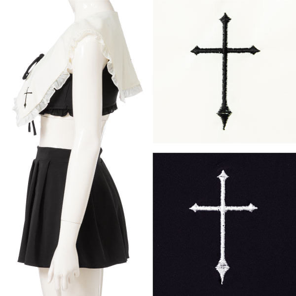 Cross sailor collar swimsuit set