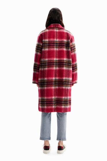 Desigual Plaid Woven Coat Pink Check