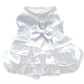 Dog Harness Wedding Dress with Veil and Matching Leash