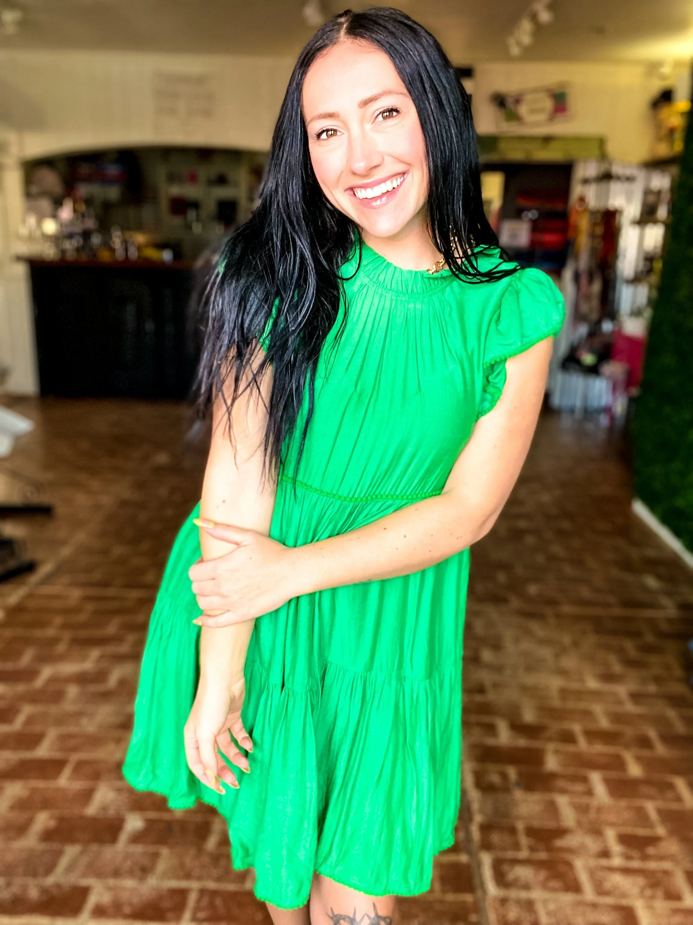 Georgia Green Tiered Dress