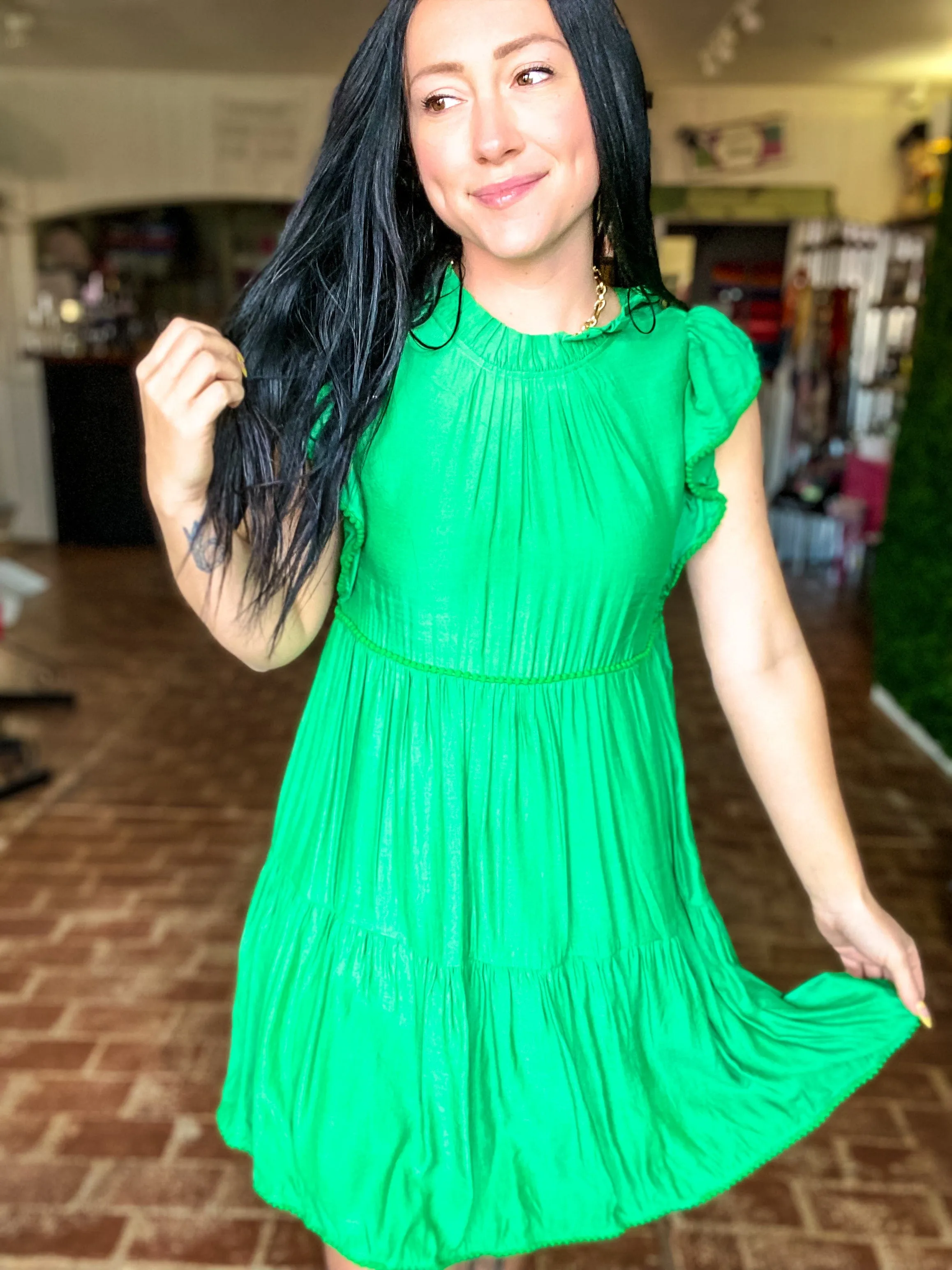 Georgia Green Tiered Dress