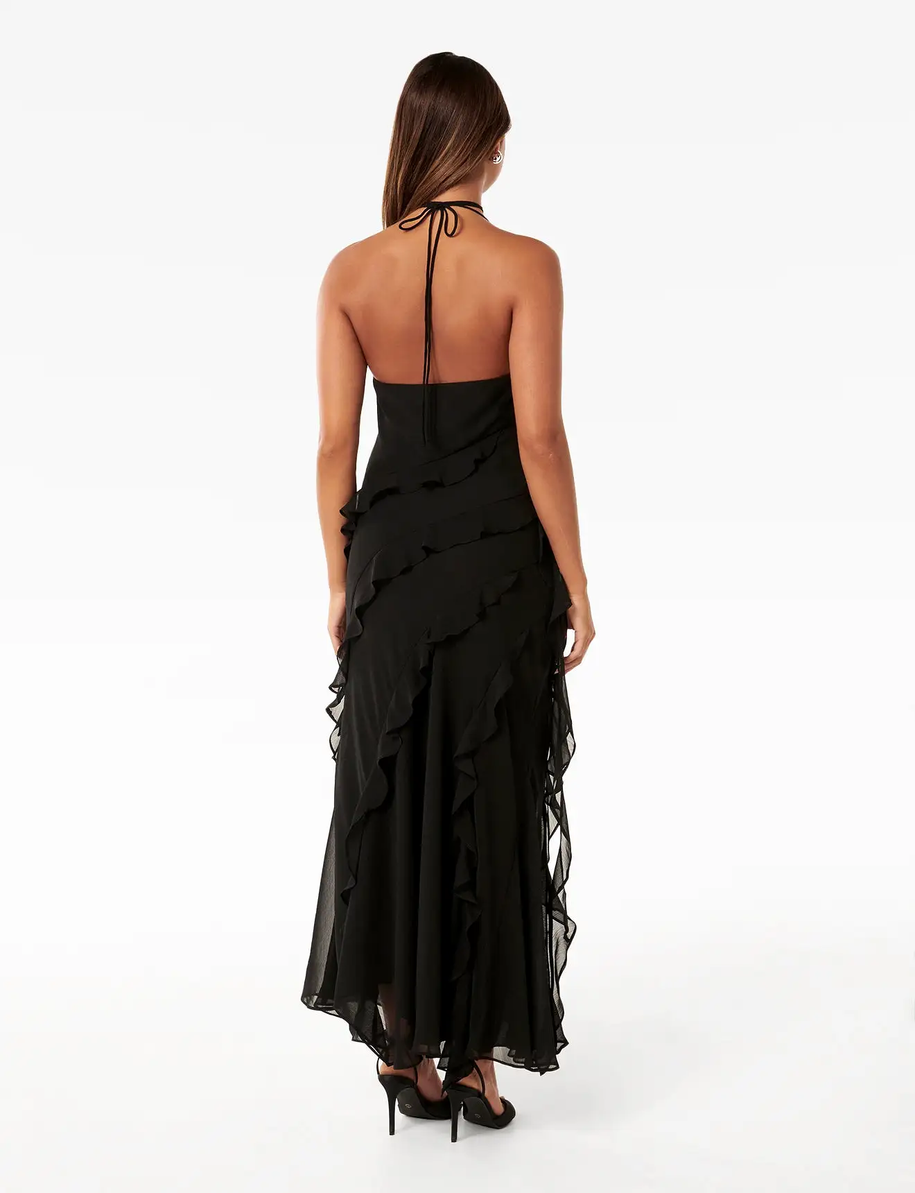 Georgia Ruffle Halter Midi Dress