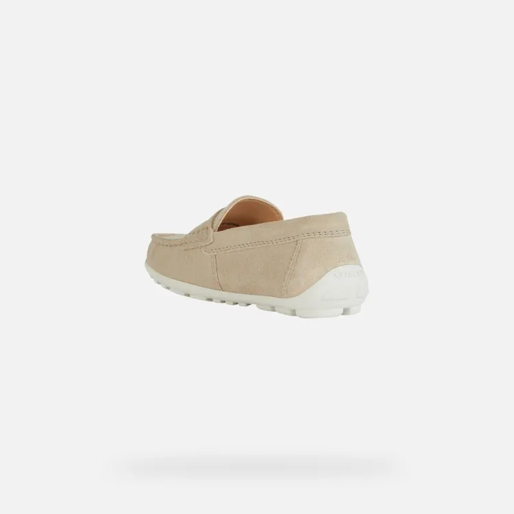 Geox Mocassini NEW FAST J826CA Bambino In Pelle Beige