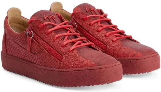 Giuseppe Zanotti Frankie snakeskin-effect low-top leather sneakers Red