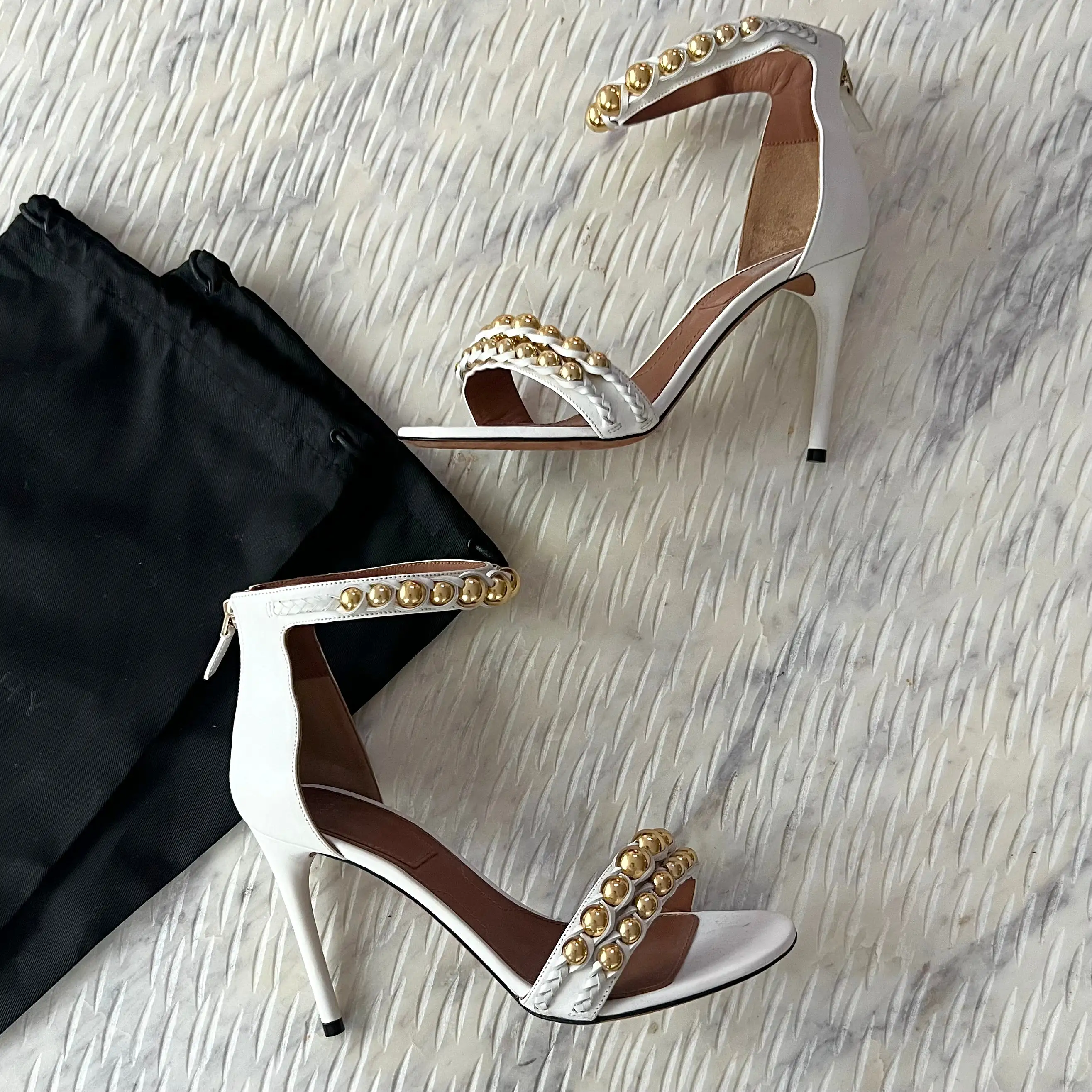 Givenchy White Gold Studded Heels