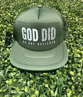 God Did Trucker Hat (Olive/Off Wte)