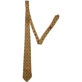 Hermès Paris Fox Bird Silk Tie Yellow