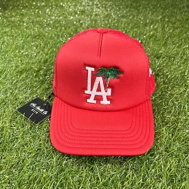 LA Palm Mesh Trucker Hat (Red/Wte)