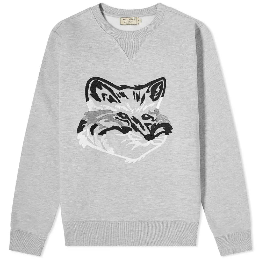 Maison Kitsuné Big Fox Embroidery Regular Crew SweatGrey Melange