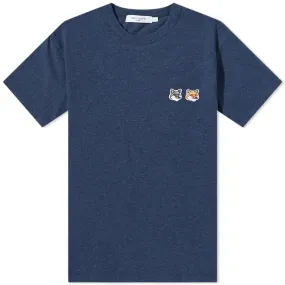 Maison Kitsuné Double Fox Head Patch T-ShirtNavy Melange