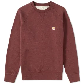 Maison Kitsuné Fox Head Patch Crew SweatBurgundy Melange