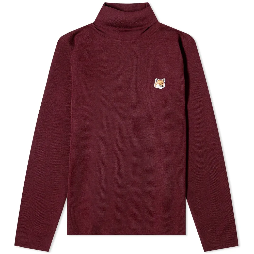 Maison Kitsuné Fox Head Patch Fitted TurtleneckWine Lees