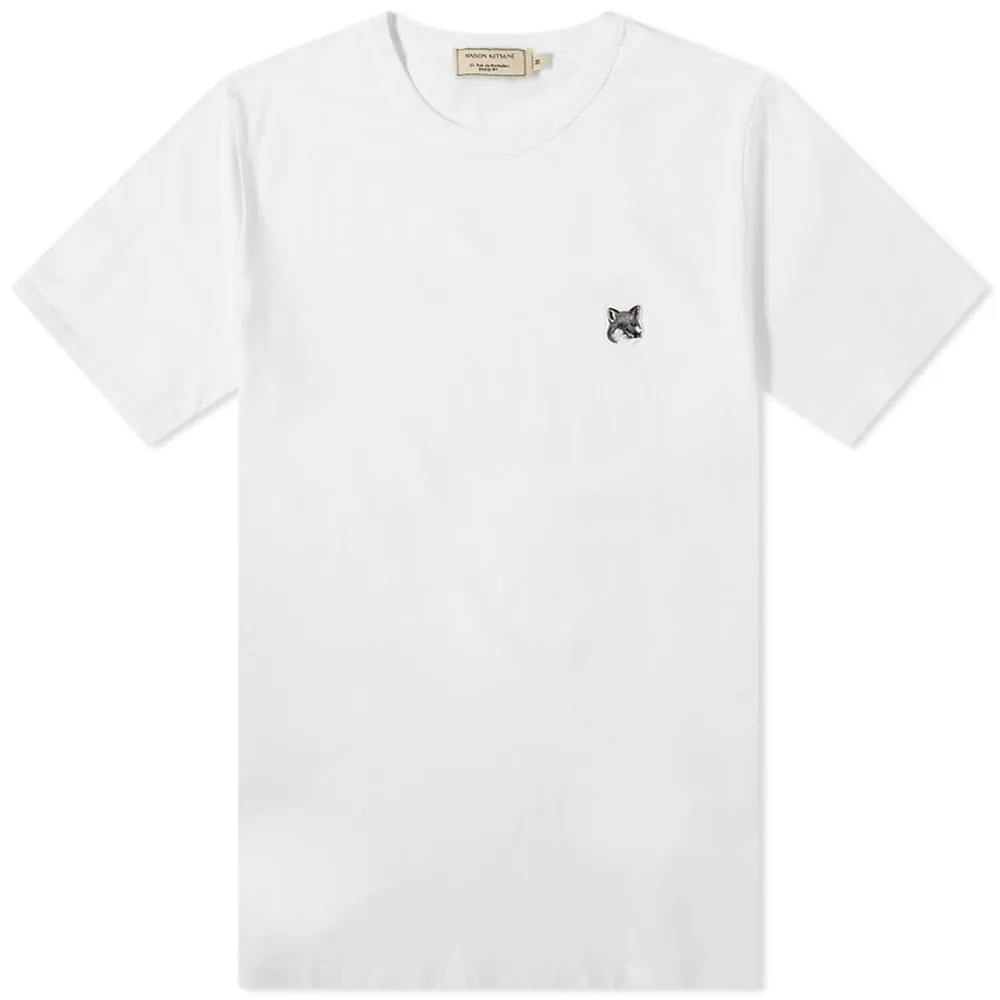 Maison Kitsuné Grey Fox Head Patch Classic TeeWhite