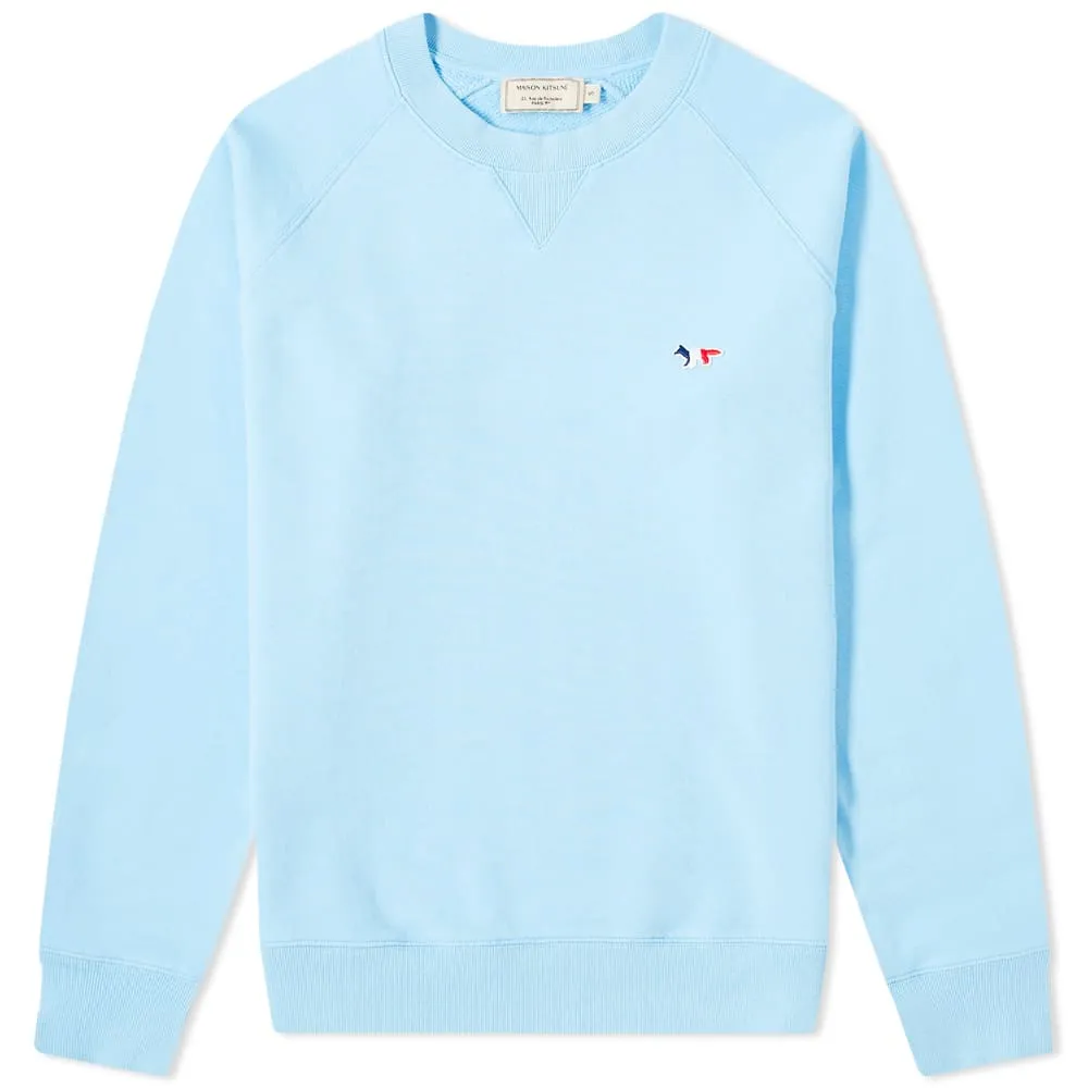 Maison Kitsuné Tricolor Fox Patch Crew SweatLight Blue