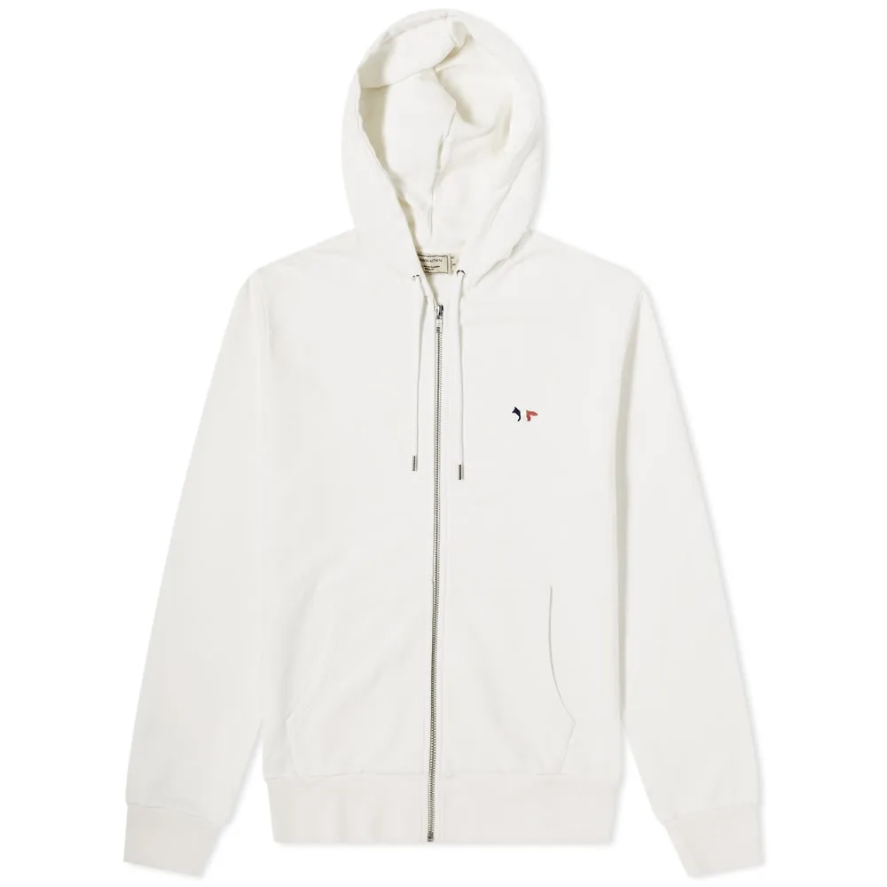 Maison Kitsuné Tricolor Fox Patch Zip HoodieEcru