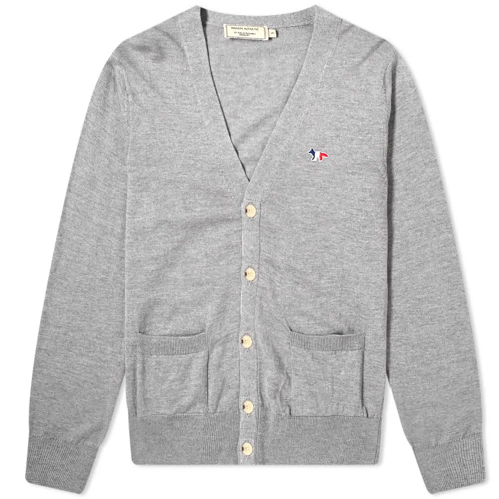 Maison Kitsuné Tricolour Fox CardiganGrey Melange