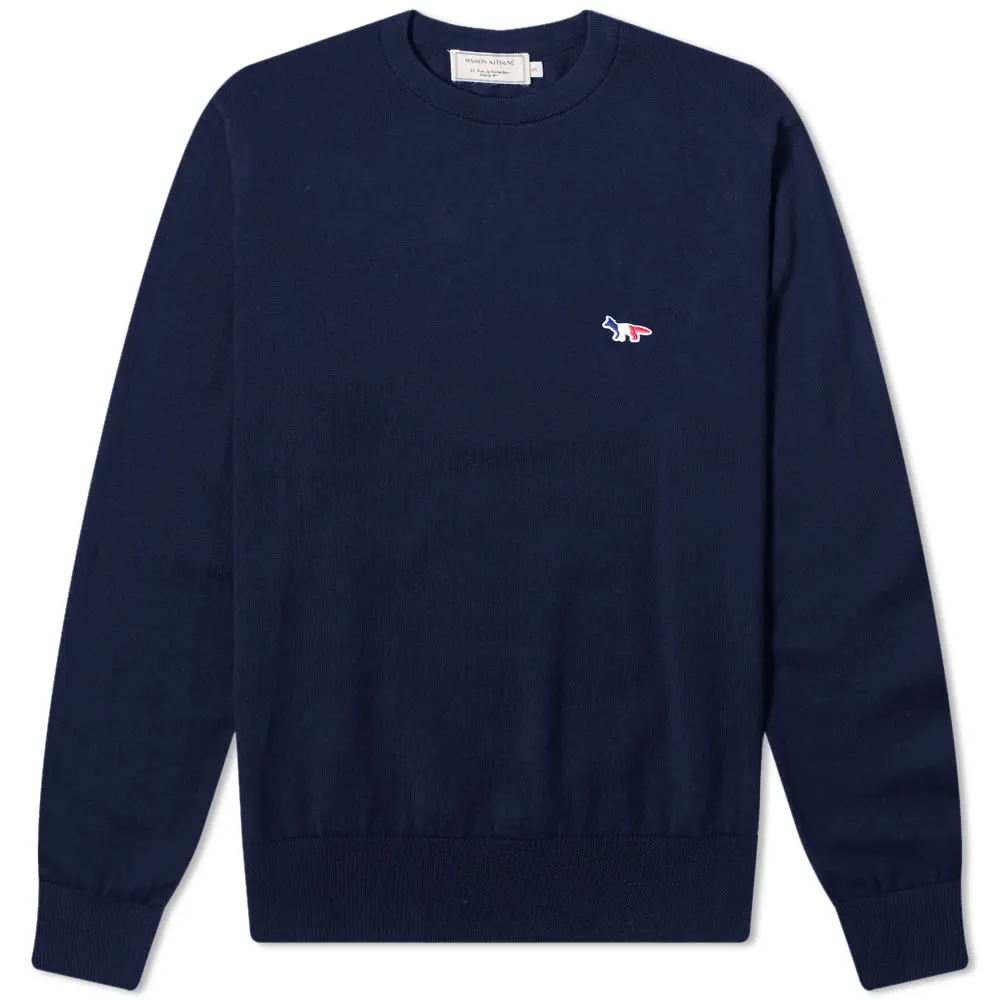 Maison Kitsuné Tricolour Fox Crew KnitNavy