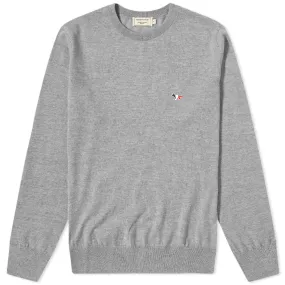 Maison Kitsuné Tricolour Fox Patch Crew KnitGrey Melange