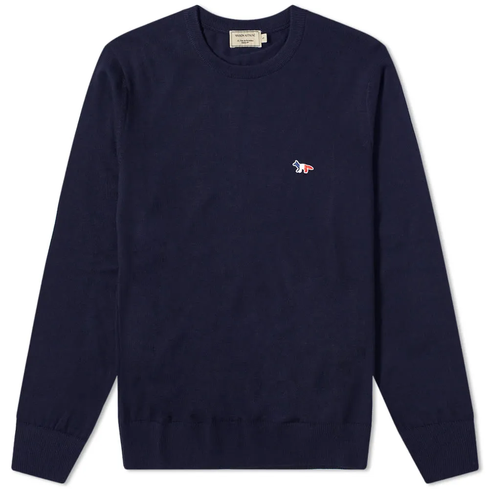 Maison Kitsuné Tricolour Fox Patch Crew KnitNavy