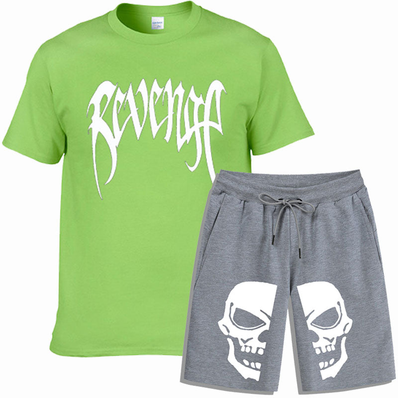 Men Sportswear Skull Print 2 Piece