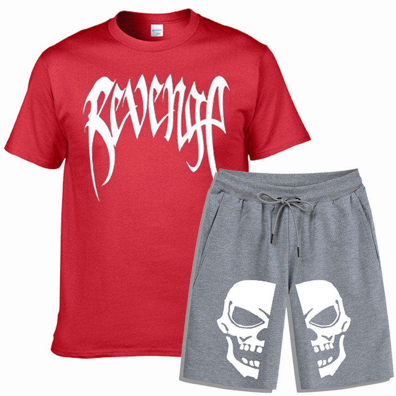 Men Sportswear Skull Print 2 Piece