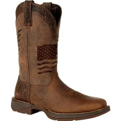 REBEL™ BY DURANGO® BROWN DISTRESSED FLAG EMBROIDERY WESTERN BOOT