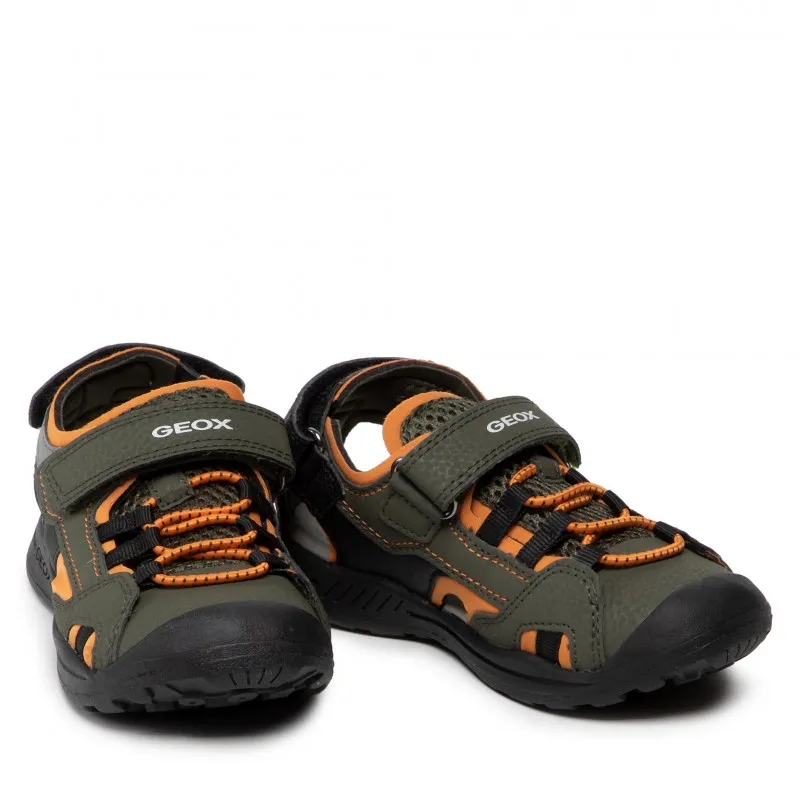 SANDALI GEOX BAMBINO J VANIETT B.C. LYCRA+PR.DBK MILITARY/ORANGE J155XC 015CE C0623 TG:28,30,31,33