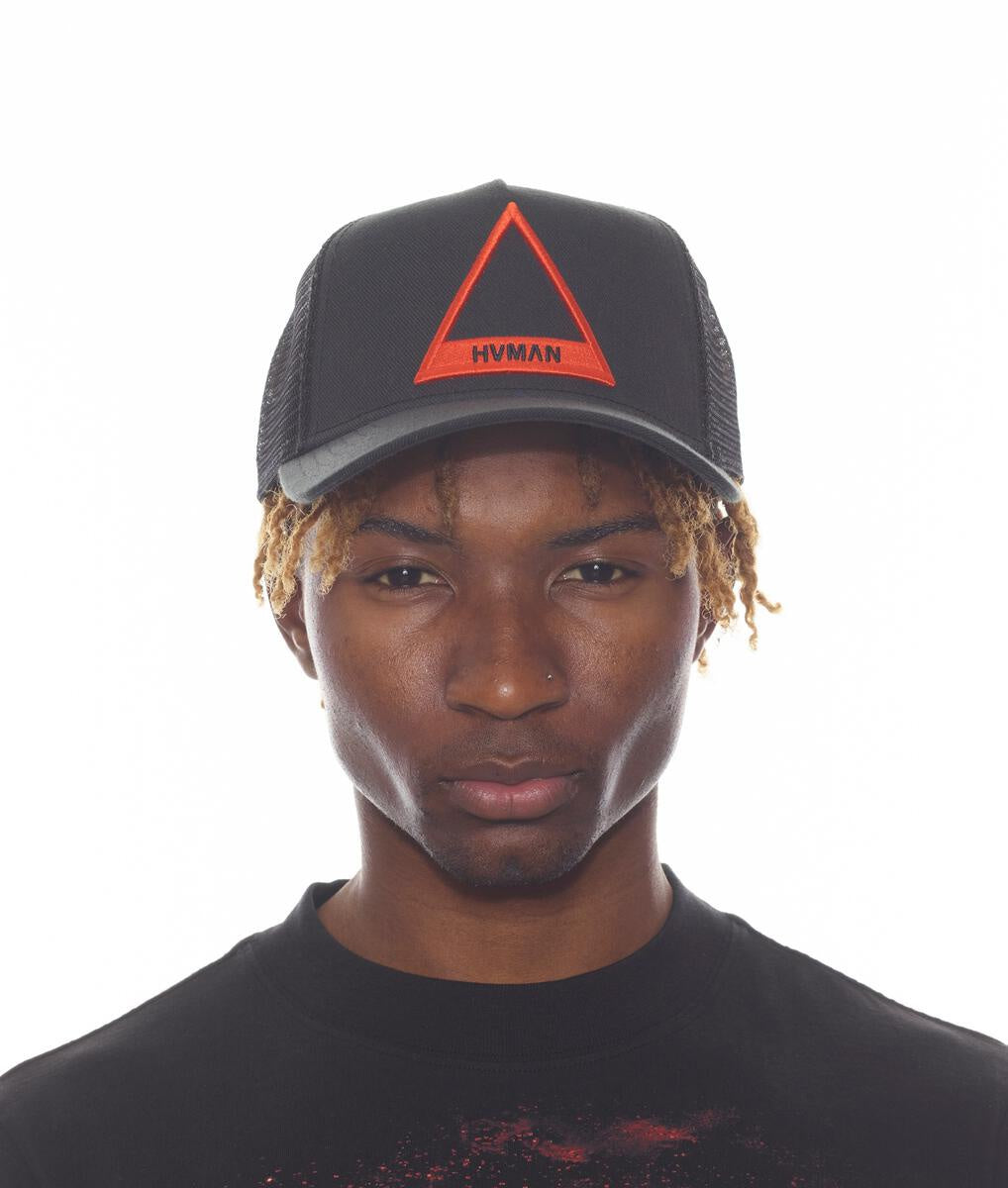 Triangle Mesh Logo Trucker Cap (Blk/Red)