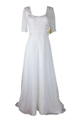 UNLABELLED Vintage Style 3/4 White Wedding Dress (S)