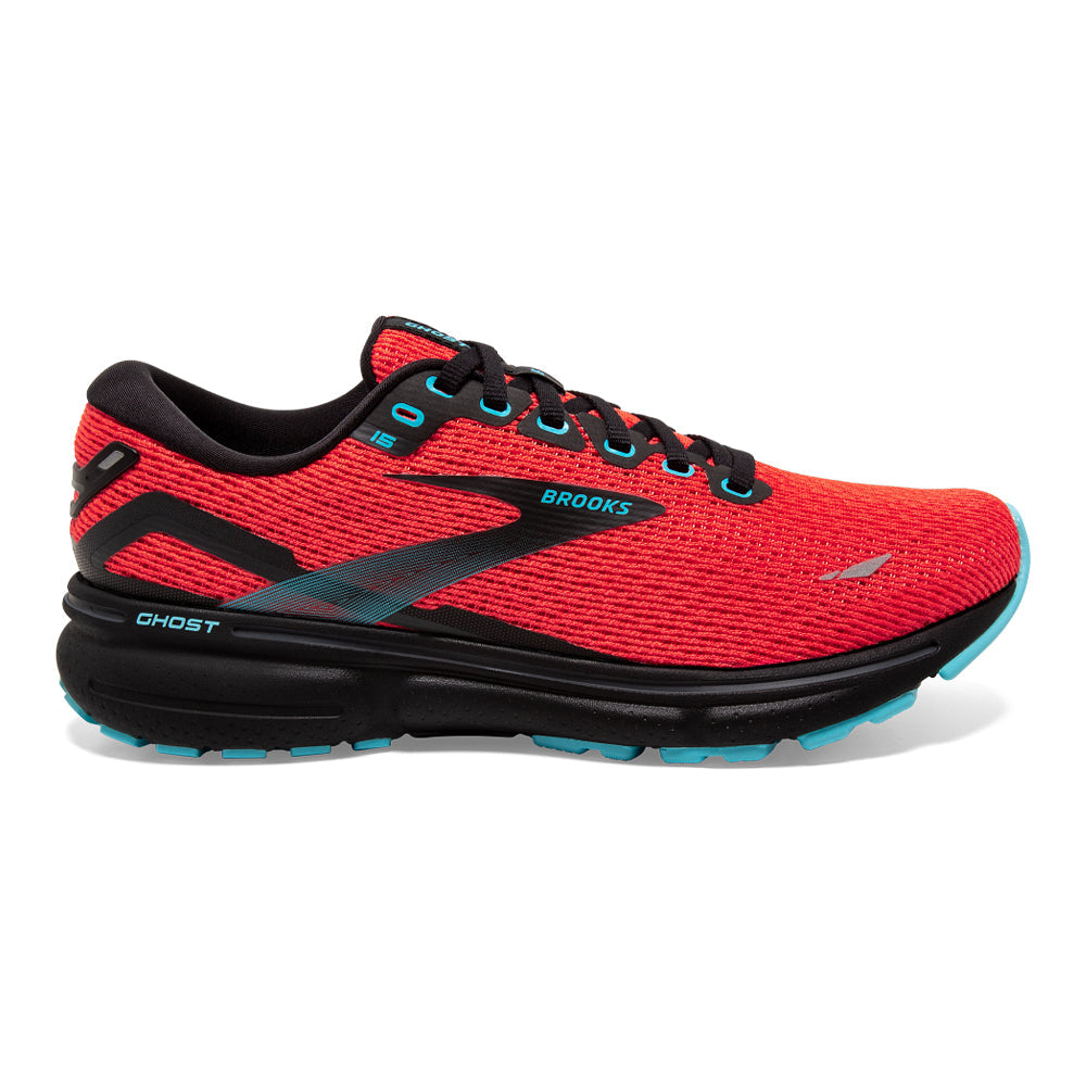 Women's Brooks Ghost 15, Coral/Black/Blue, 7 B Medium