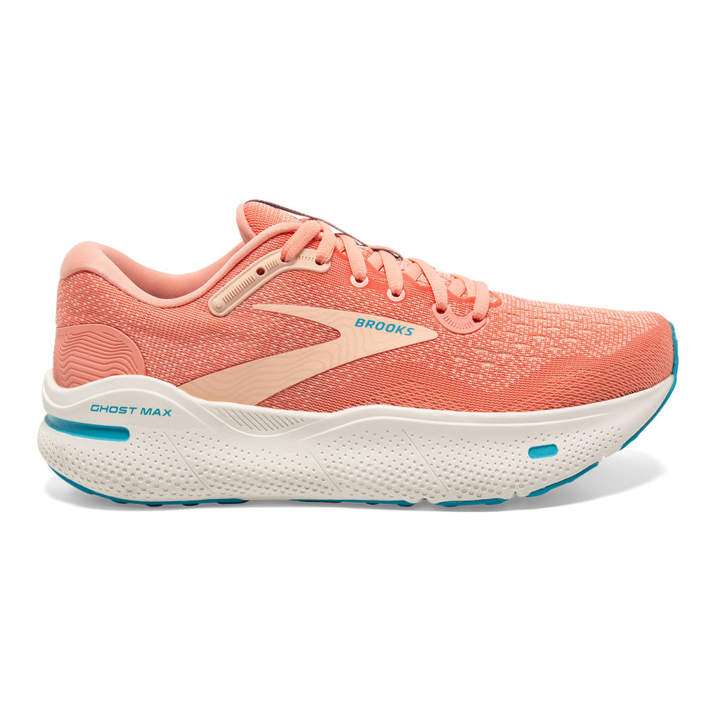 Women's Brooks Ghost Max, Papaya/Apricot/Blue, 6 B Medium