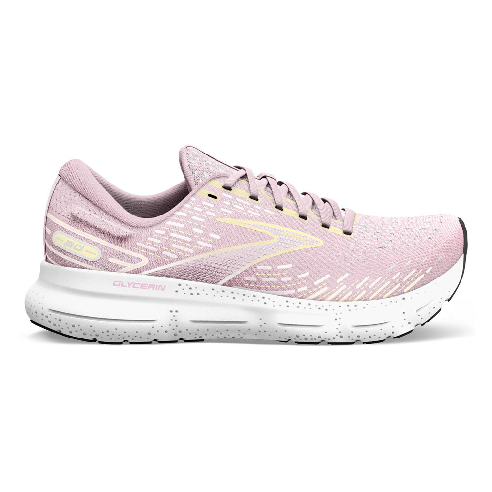 Women's Brooks Glycerin 20, Pink/Yellow/White, 6 B Medium